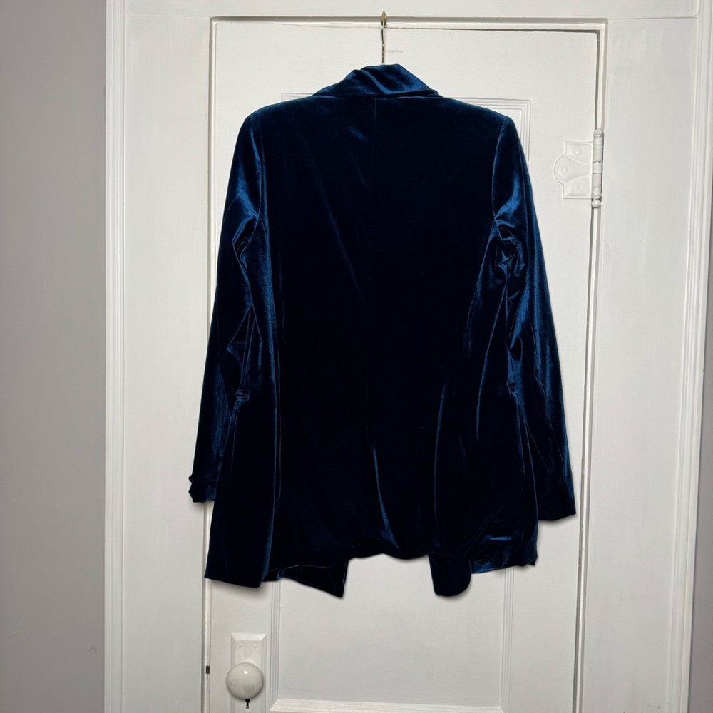 Forever 21 Oversized Velvet Blazer Jacket Blue Cocktail Medium - Picture 12 of 14